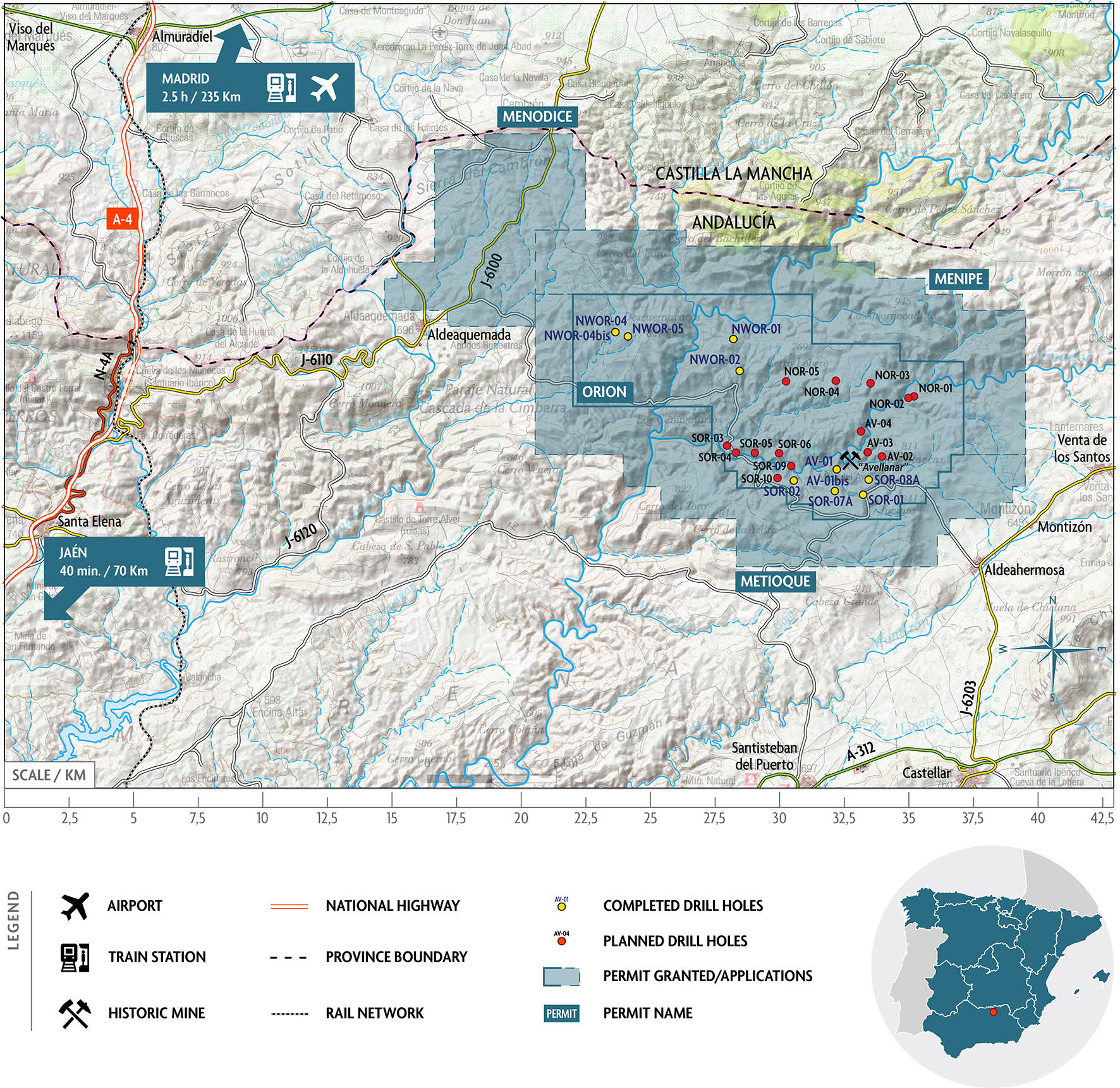 Map showing Orión EU Critical Minerals Project location